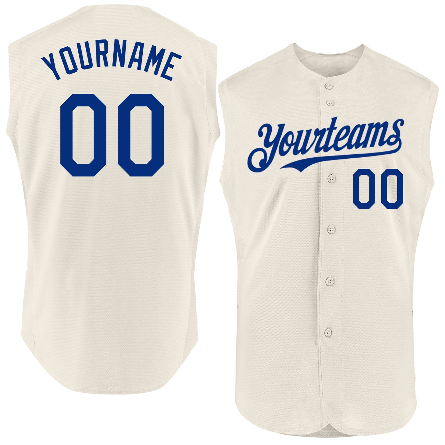 Custom Cream Royal Authentic Sleeveless Baseball Jersey - Sky-Custom