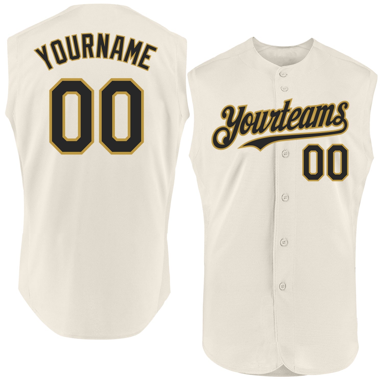 Custom Cream Black-Old Gold Authentic Sleeveless Baseball Jersey - Sky-Custom