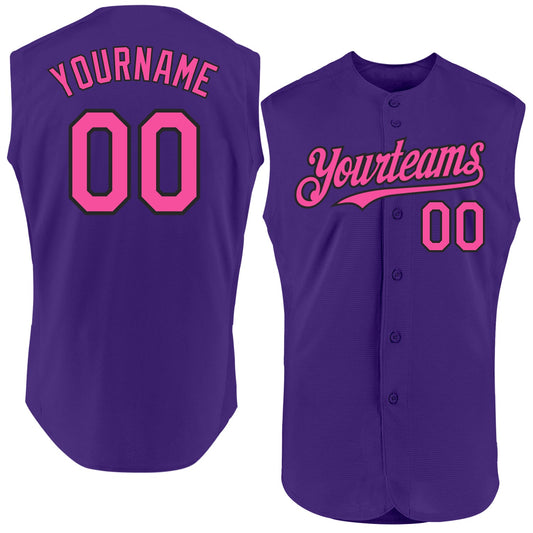 Custom Purple Pink-Black Authentic Sleeveless Baseball Jersey - Sky-Custom