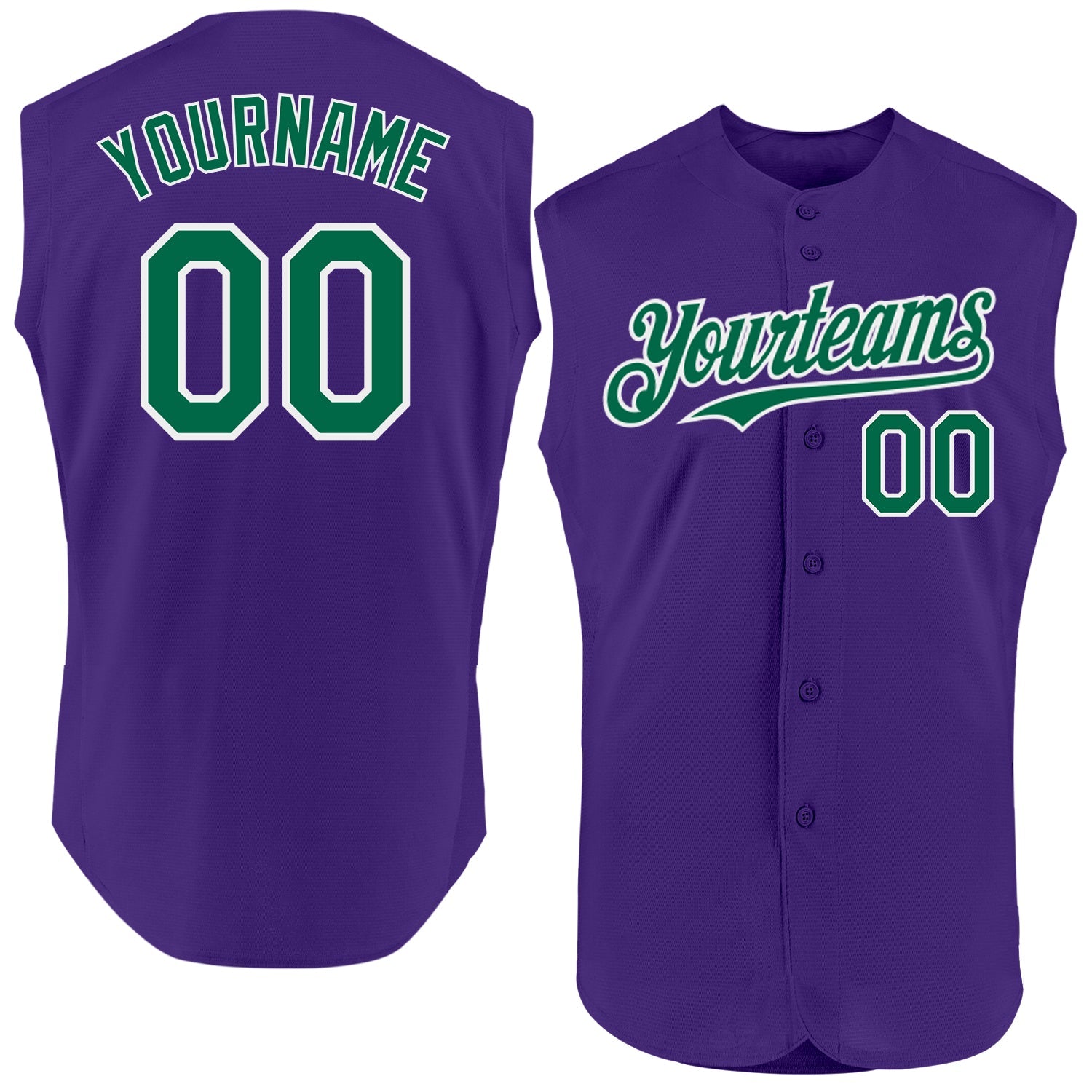 Custom Purple Kelly Green-White Authentic Sleeveless Baseball Jersey - Sky-Custom