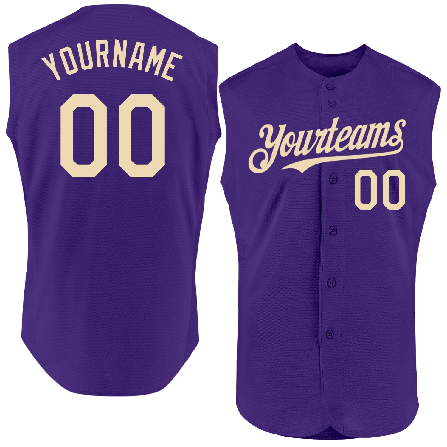 Custom Purple Cream Authentic Sleeveless Baseball Jersey - Sky-Custom