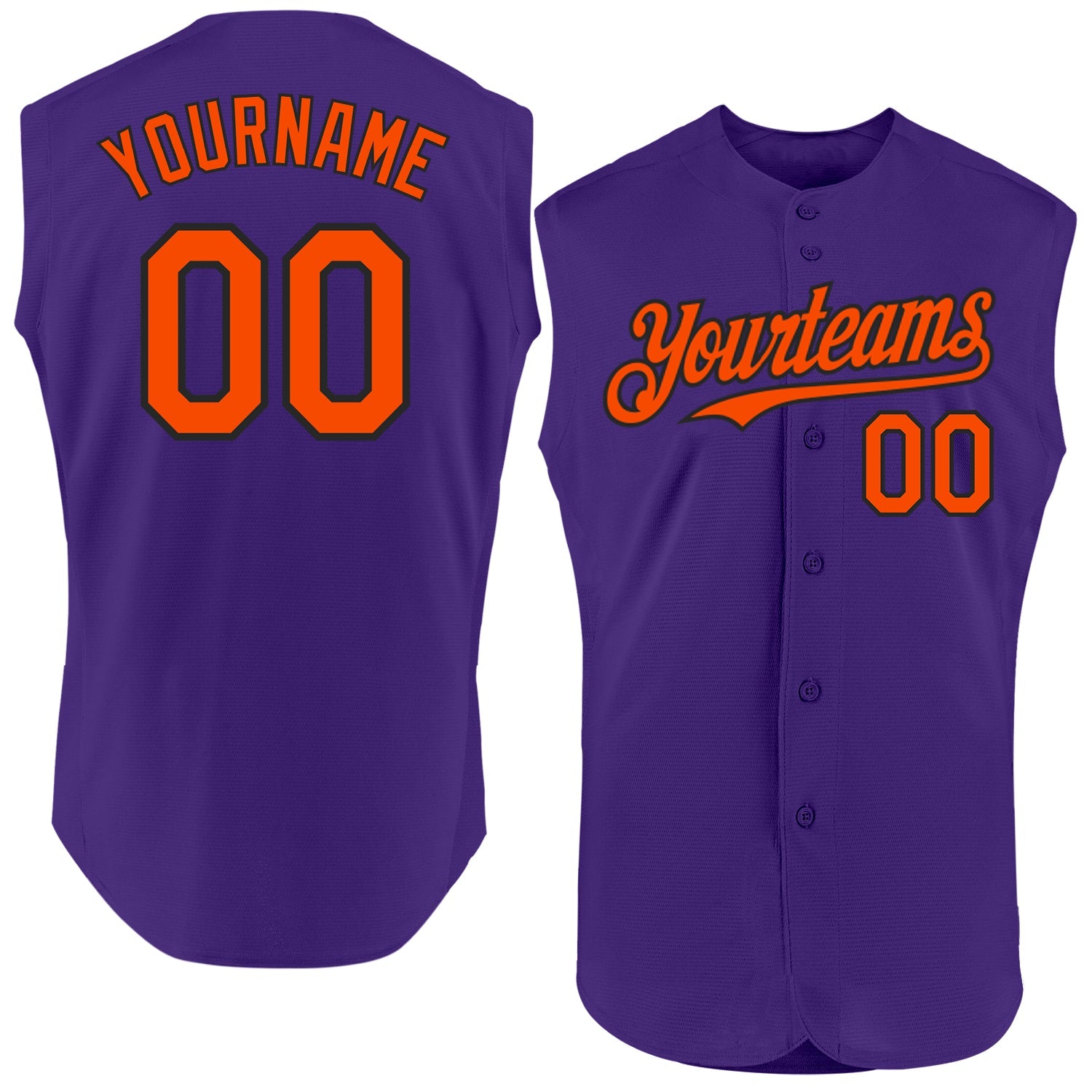 Custom Purple Orange-Black Authentic Sleeveless Baseball Jersey - Sky-Custom
