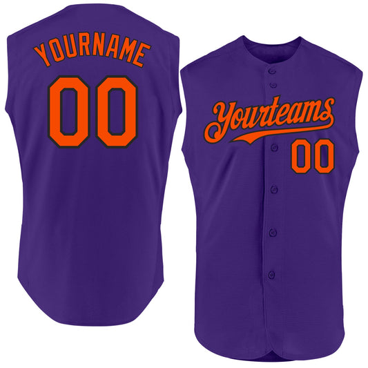 Custom Purple Orange-Black Authentic Sleeveless Baseball Jersey - Sky-Custom