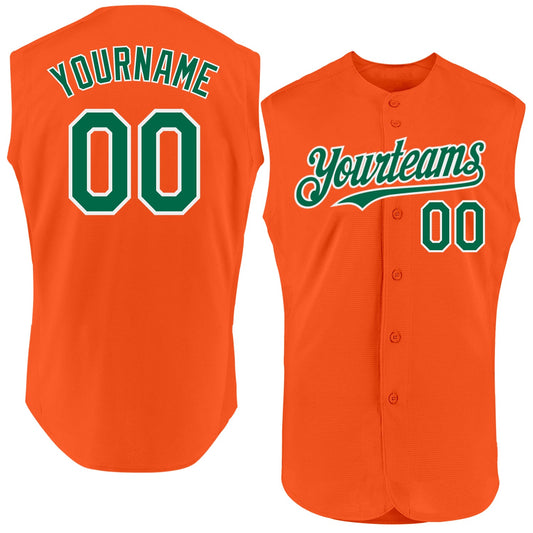 Custom Orange Kelly Green-White Authentic Sleeveless Baseball Jersey - Sky-Custom