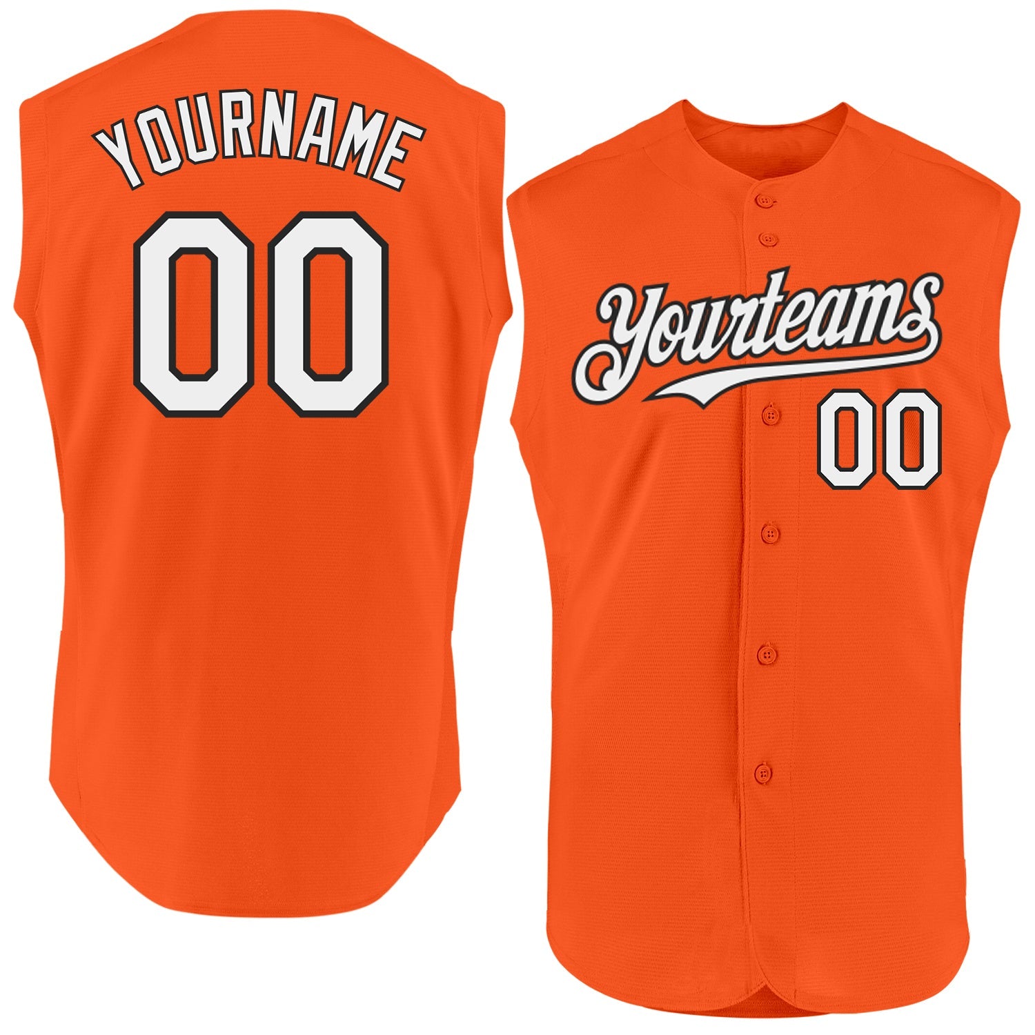 Custom Orange White-Black Authentic Sleeveless Baseball Jersey - Sky-Custom