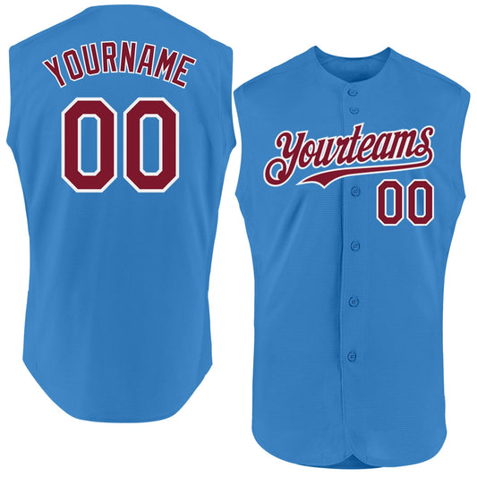 Custom Powder Blue Crimson-White Authentic Sleeveless Baseball Jersey - Sky-Custom