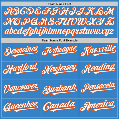 Custom Powder Blue White-Orange Authentic Sleeveless Baseball Jersey - Sky-Custom