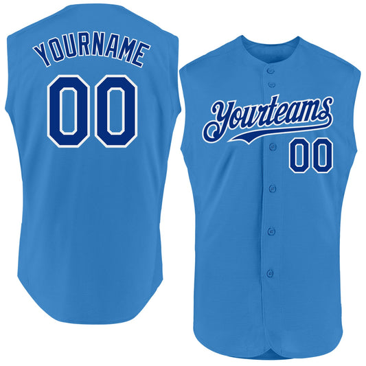 Custom Powder Blue Royal-White Authentic Sleeveless Baseball Jersey - Sky-Custom