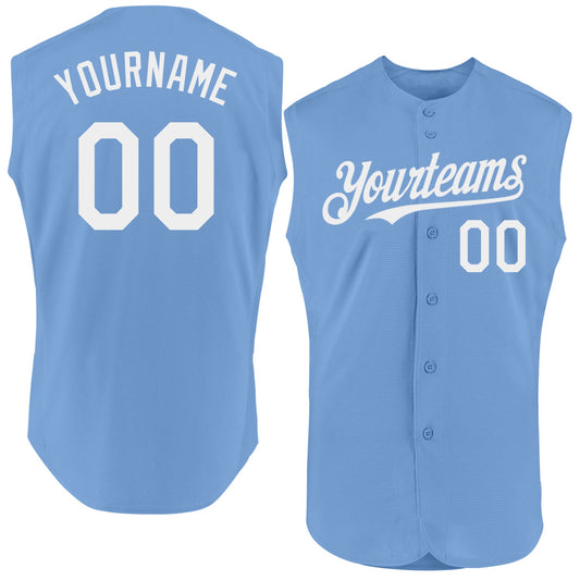 Custom Light Blue White Authentic Sleeveless Baseball Jersey - Sky-Custom