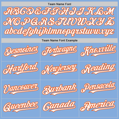 Custom Light Blue White-Orange Authentic Sleeveless Baseball Jersey - Sky-Custom