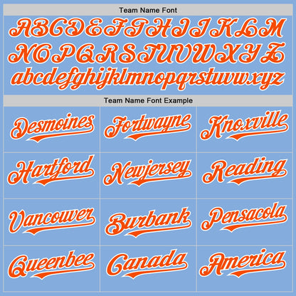 Custom Light Blue Orange-White Authentic Sleeveless Baseball Jersey - Sky-Custom