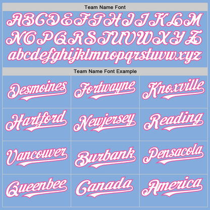 Custom Light Blue White-Pink Authentic Sleeveless Baseball Jersey - Sky-Custom