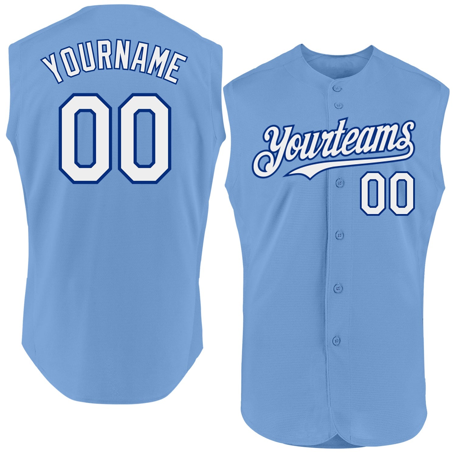 Custom Light Blue White-Royal Authentic Sleeveless Baseball Jersey - Sky-Custom
