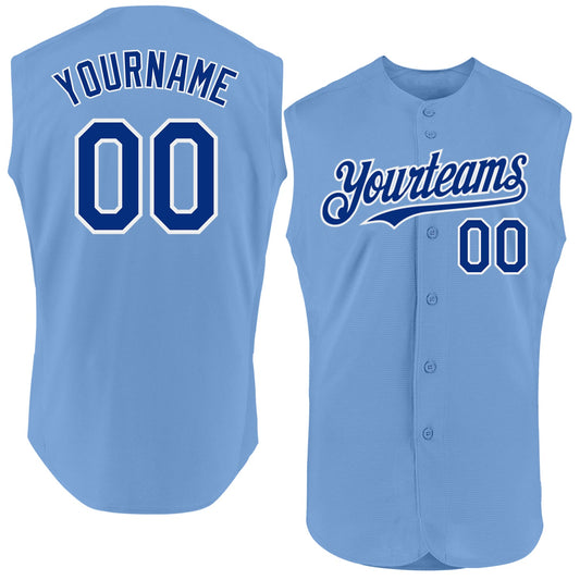 Custom Light Blue Royal-White Authentic Sleeveless Baseball Jersey - Sky-Custom