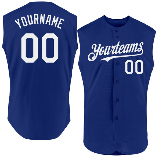 Custom Royal White Authentic Sleeveless Baseball Jersey - Sky-Custom