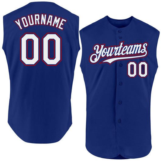 Custom Royal White-Red Authentic Sleeveless Baseball Jersey - Sky-Custom