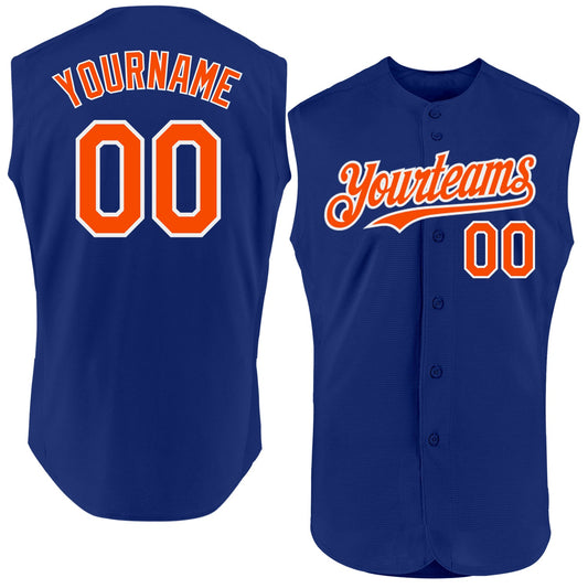 Custom Royal Orange-White Authentic Sleeveless Baseball Jersey - Sky-Custom