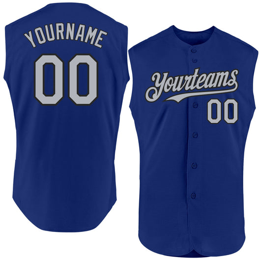 Custom Royal Gray-Black Authentic Sleeveless Baseball Jersey - Sky-Custom