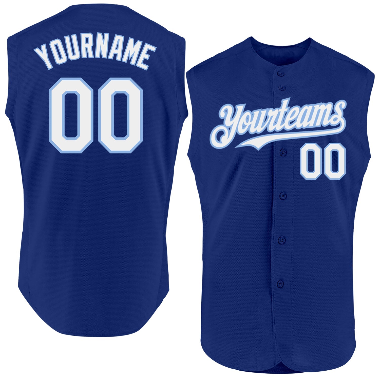 Custom Royal White-Light Blue Authentic Sleeveless Baseball Jersey - Sky-Custom