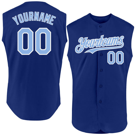 Custom Royal Light Blue-White Authentic Sleeveless Baseball Jersey - Sky-Custom