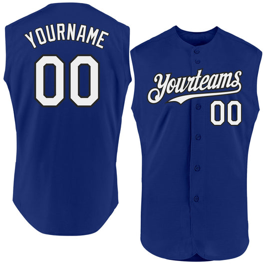 Custom Royal White-Black Authentic Sleeveless Baseball Jersey - Sky-Custom