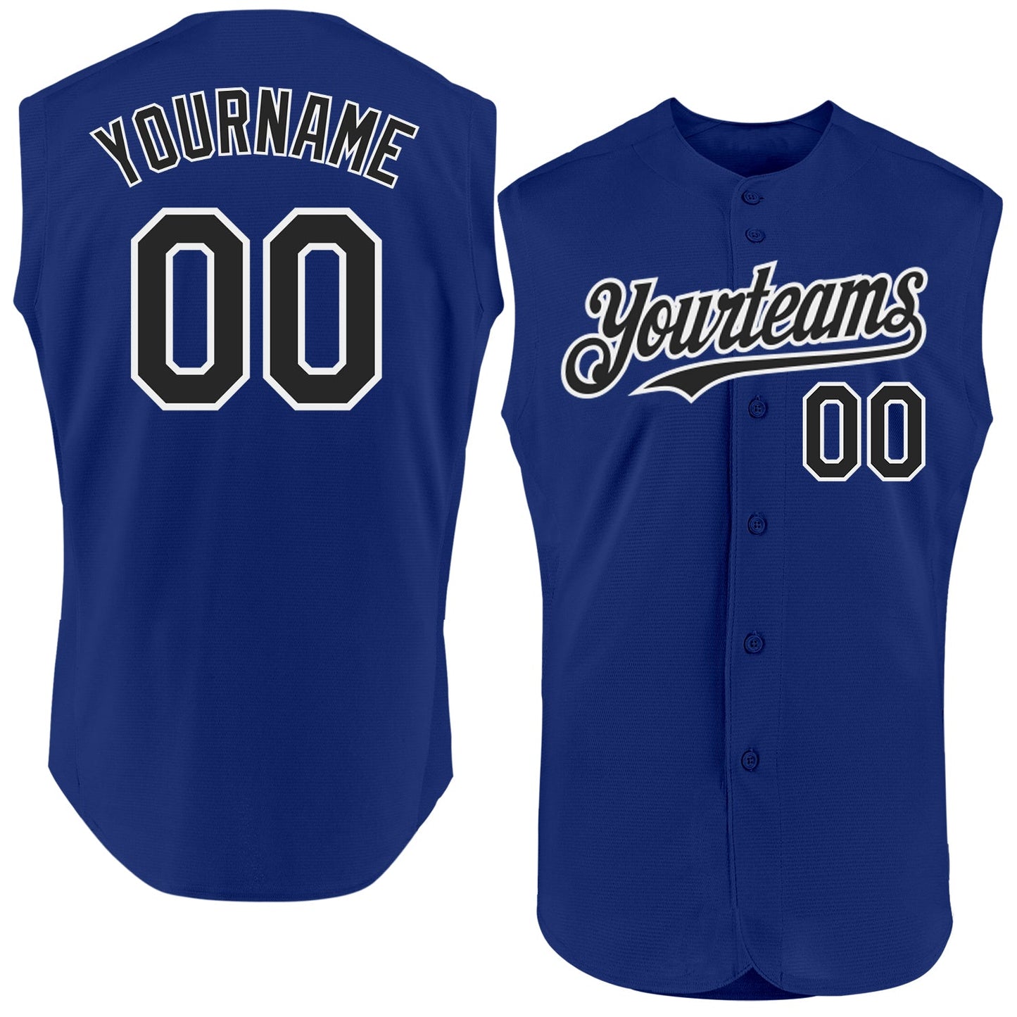 Custom Royal Black-White Authentic Sleeveless Baseball Jersey - Sky-Custom