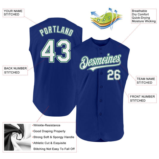 Custom Royal Kelly Green-Gray Authentic Sleeveless Baseball Jersey - Sky-Custom