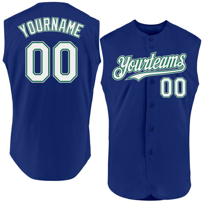 Custom Royal Kelly Green-Gray Authentic Sleeveless Baseball Jersey - Sky-Custom