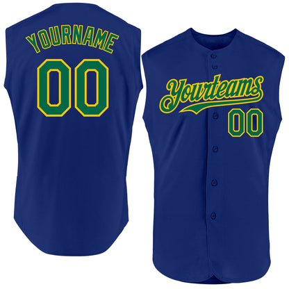 Custom Royal Kelly Green-Yellow Authentic Sleeveless Baseball Jersey - Sky-Custom