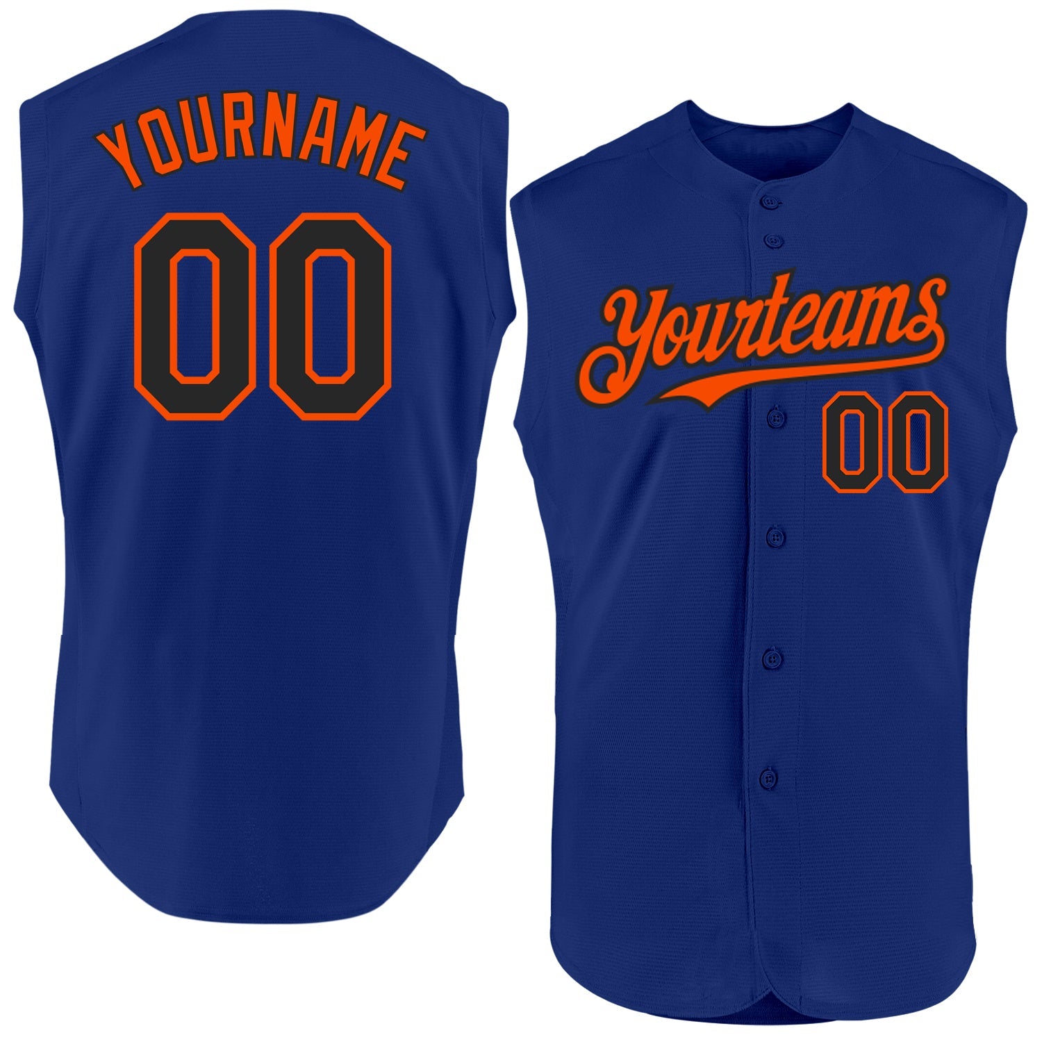 Custom Royal Black-Orange Authentic Sleeveless Baseball Jersey - Sky-Custom