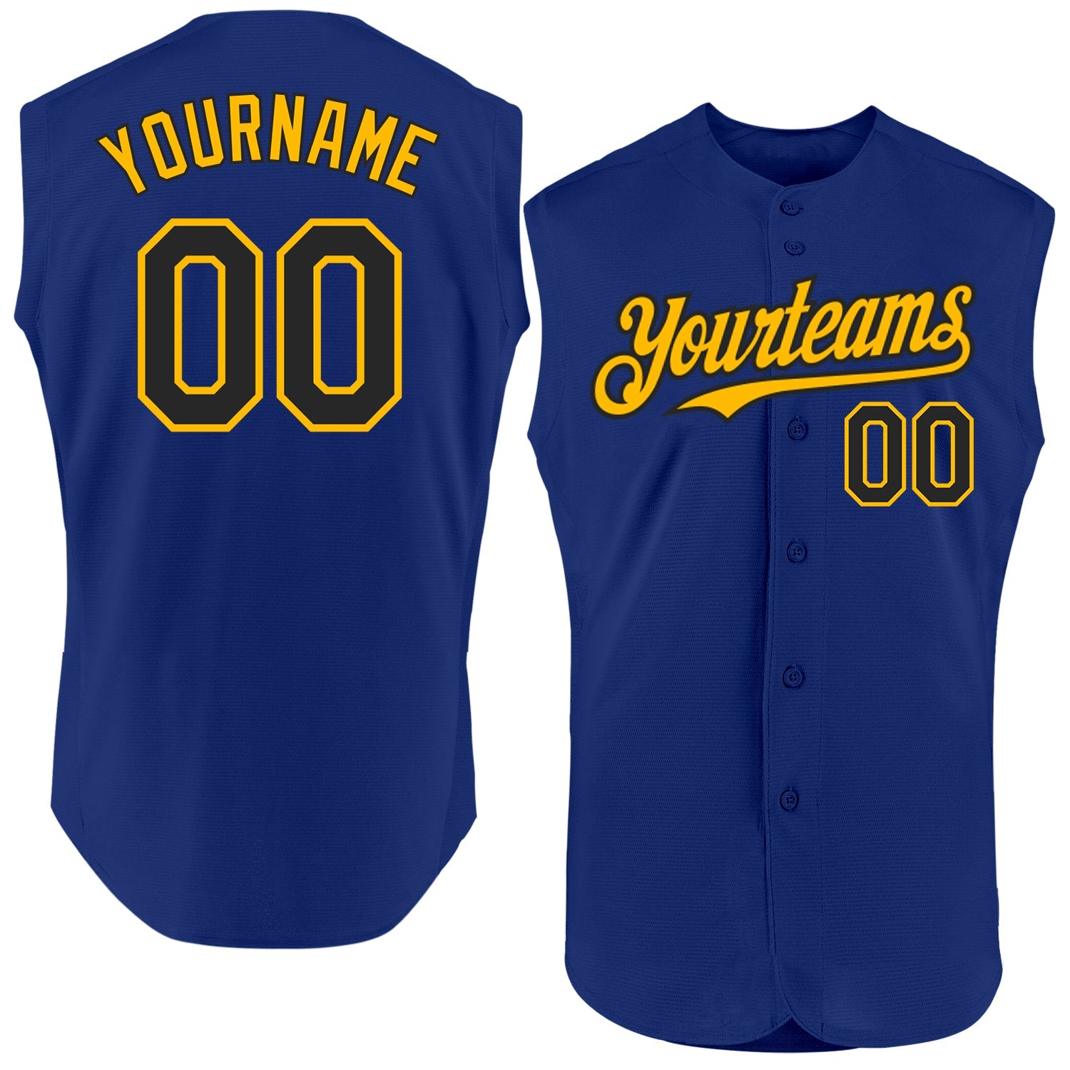 Custom Royal Black-Gold Authentic Sleeveless Baseball Jersey - Sky-Custom