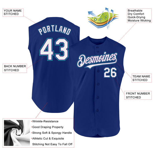 Custom Royal Purple-Teal Authentic Sleeveless Baseball Jersey - Sky-Custom