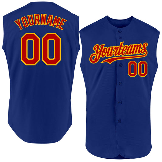 Custom Royal Red-Gold Authentic Sleeveless Baseball Jersey - Sky-Custom