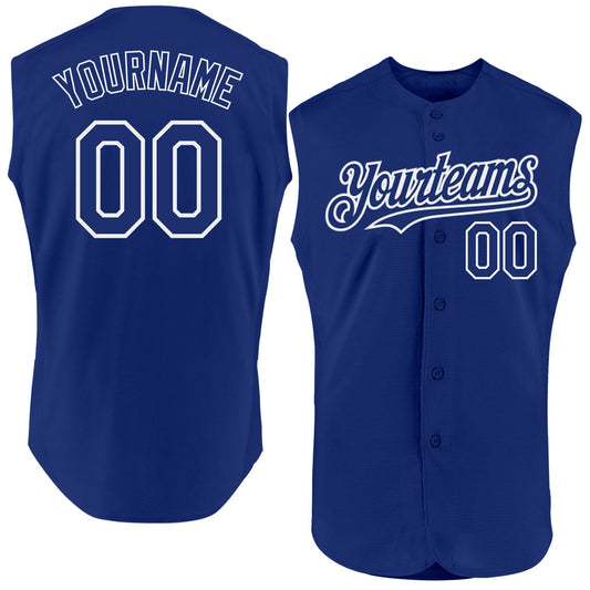 Custom Royal White Authentic Sleeveless Baseball Jersey - Sky-Custom