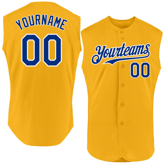 Custom Gold Royal-White Authentic Sleeveless Baseball Jersey - Sky-Custom