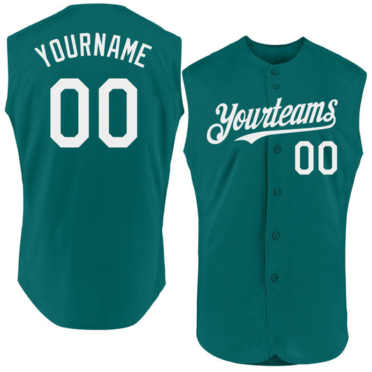 Custom Teal White Authentic Sleeveless Baseball Jersey - Sky-Custom