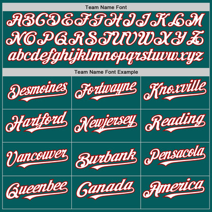 Custom Teal White-Red Authentic Sleeveless Baseball Jersey - Sky-Custom