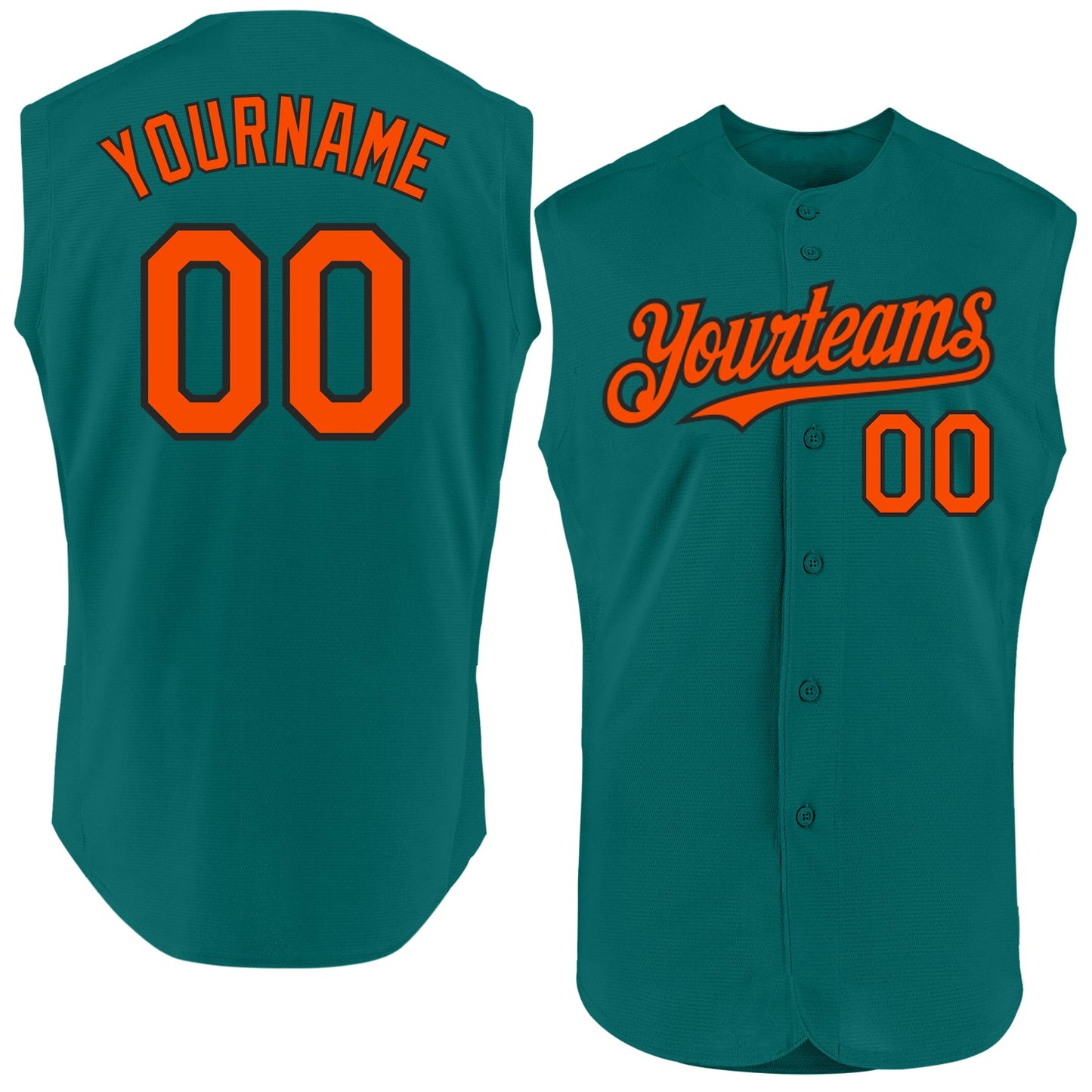 Custom Teal Orange-Black Authentic Sleeveless Baseball Jersey - Sky-Custom
