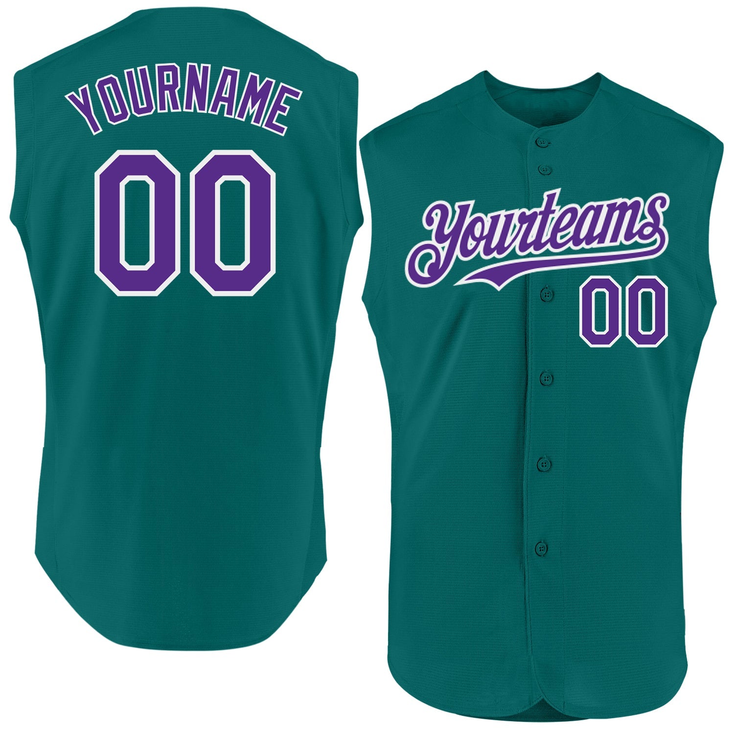 Custom Teal Purple-White Authentic Sleeveless Baseball Jersey - Sky-Custom