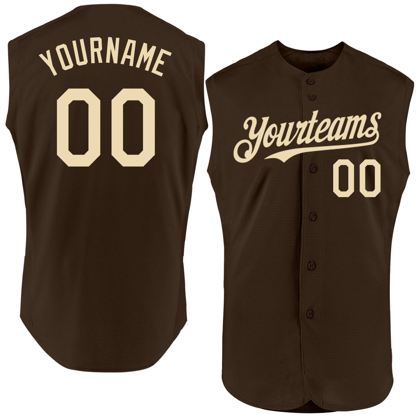 Custom Brown Cream Authentic Sleeveless Baseball Jersey - Sky-Custom