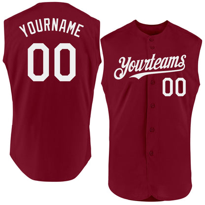 Custom Crimson White Authentic Sleeveless Baseball Jersey - Sky-Custom
