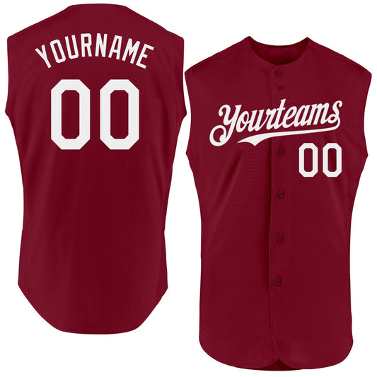 Custom Crimson White Authentic Sleeveless Baseball Jersey - Sky-Custom