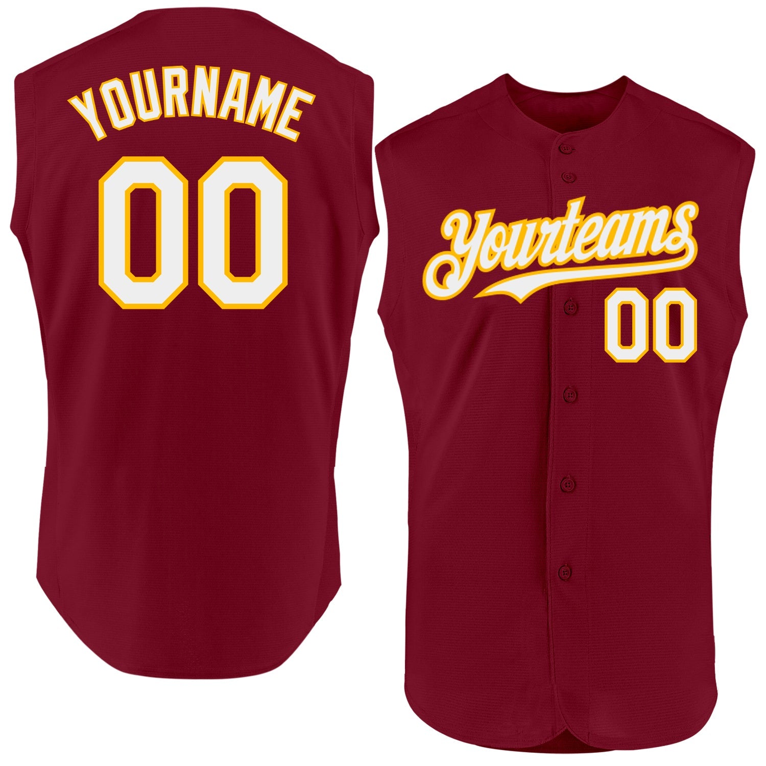 Custom Crimson White-Gold Authentic Sleeveless Baseball Jersey - Sky-Custom