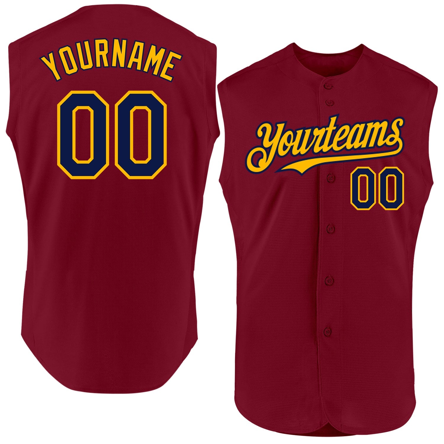 Custom Crimson Navy-Gold Authentic Sleeveless Baseball Jersey - Sky-Custom