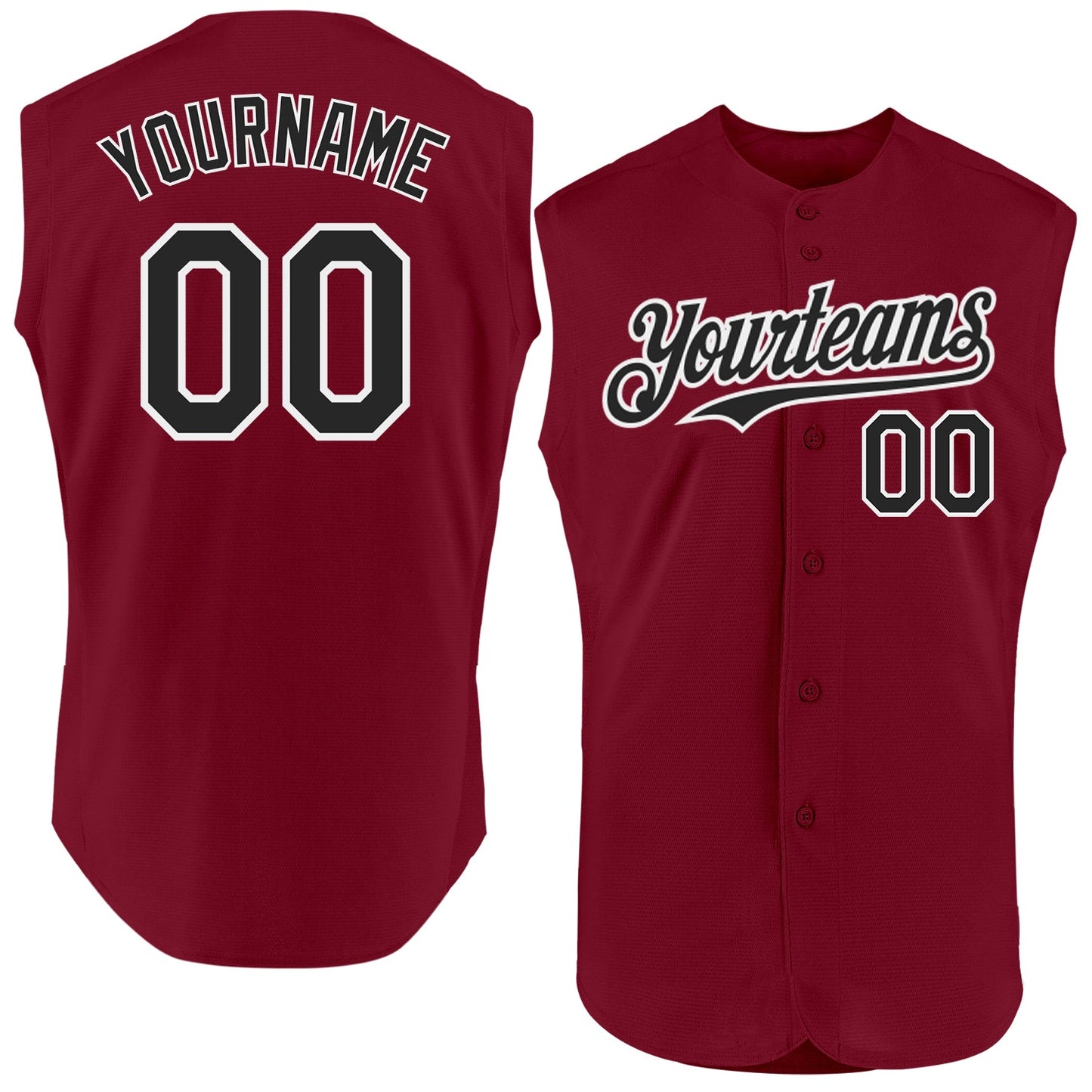 Custom Crimson Black-White Authentic Sleeveless Baseball Jersey - Sky-Custom