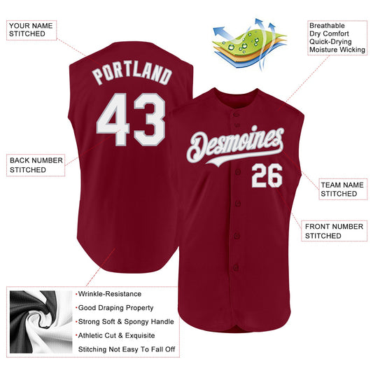 Custom Crimson White-Gray Authentic Sleeveless Baseball Jersey - Sky-Custom