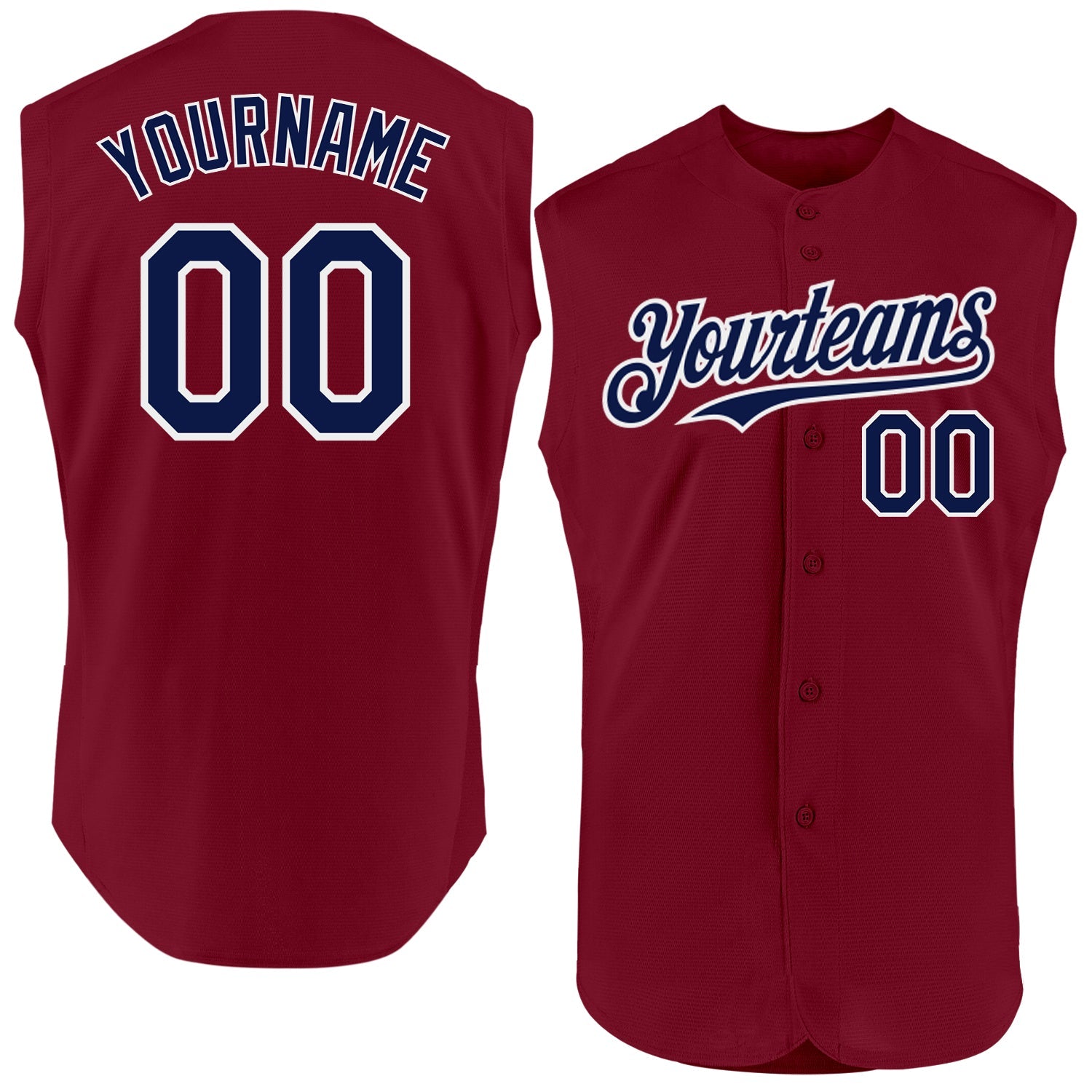 Custom Crimson Navy-White Authentic Sleeveless Baseball Jersey - Sky-Custom