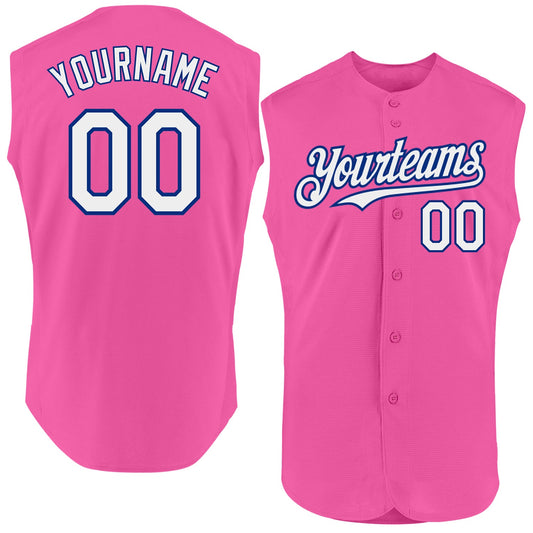Custom Pink White-Royal Authentic Sleeveless Baseball Jersey - Sky-Custom