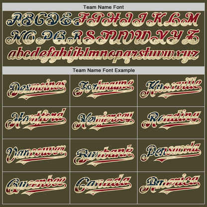 Custom Olive Vintage USA Flag-Cream Authentic Sleeveless Salute To Service Baseball Jersey - Sky-Custom