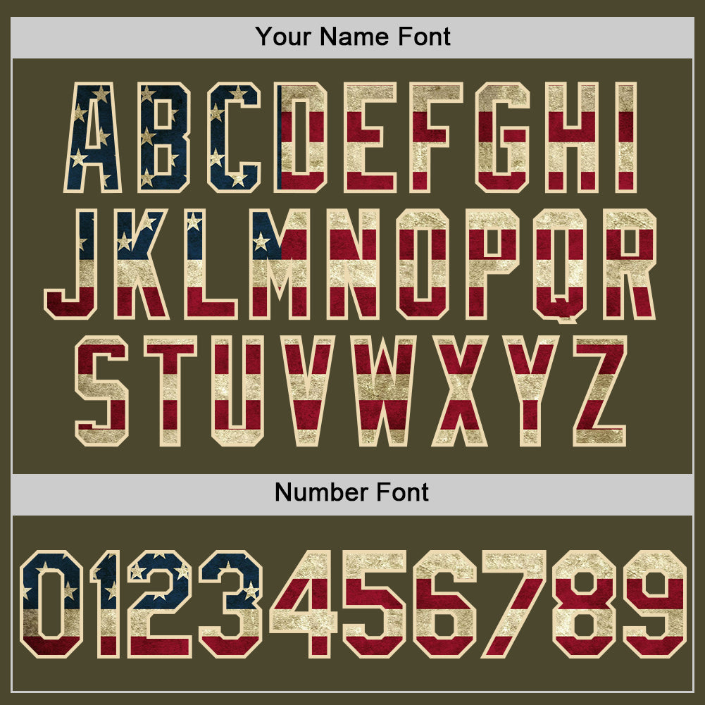 Custom Olive Vintage USA Flag-Cream Authentic Sleeveless Salute To Service Baseball Jersey - Sky-Custom